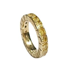 Yellow Asscher Cut CZ Vermeil Sterling Eternity Band